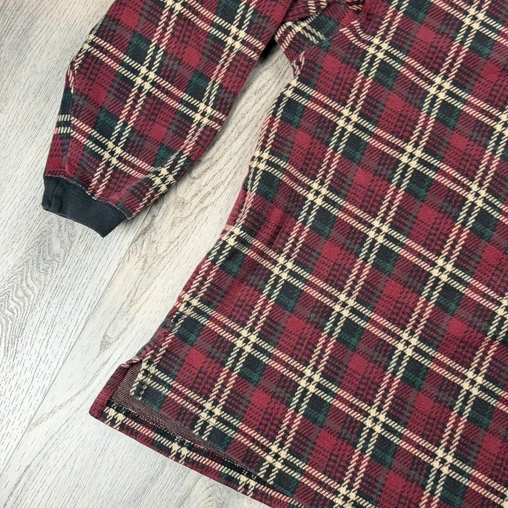 Vintage Woolrich Sweater‎ Mens Large Red Plaid Flannel Henley Rugged Outdoorwear